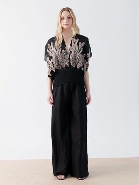 Zero + Maria Cornejo Wrap Pant in Linen Drape, Black, Size 2 NWT